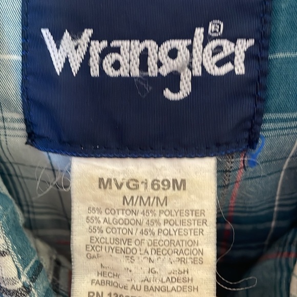 Wrangler Western Dark Blue Pearl Snap Shirt Medium - Picture 4 of 4